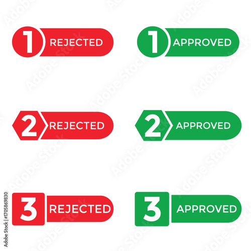 Approved and Rejected Icon Set | Stamp Seal Label Design.
