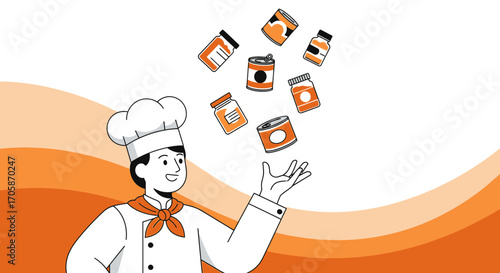 Chef Demonstrates Culinary Artistry, Balancing Food Ingredients With Grace And Precision