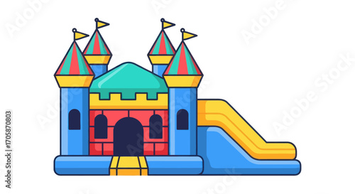 Colorful Inflatable Castle Bounce House with Slide.