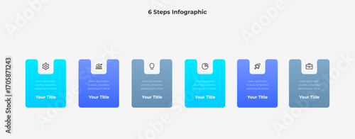 Modern 6 Step Infographic for Workflow Presentation and Business Reports