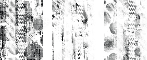 Glitch distorted geometric shape . Noise destroyed logo . Trendy cyber punk poster . Glitched frame .Grunge textured . Distressed effect .Vector shapes with a halftone dots screen print texture.