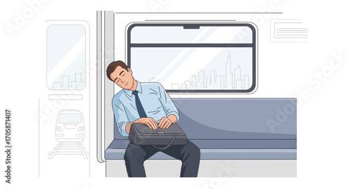Commuting Fatigue: A Weary Commuter Napping on Public Transport During Travel Moments