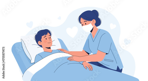 Compassionate Nurse Providing Care and Support to A Young Patient in Hospital Setting