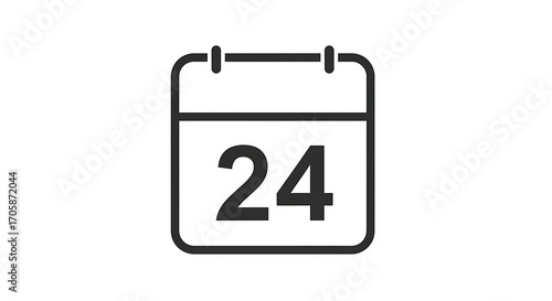 A simple, outlined calendar icon displays the date twenty-four.