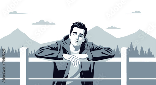 Contemplative Individual Embracing Nature's Serenity, Finding Inner Peace and Tranquility