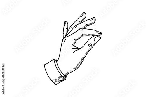 Hand Gesture Pinch, Elegant Cuff, Formal Wear, Vector Illustration