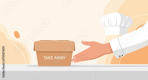 Chef Presenting Takeaway, Perfect for Restaurant Concepts, Fast Food, and Delivery Services