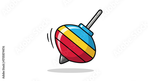 Colorful Spinning Top Toy with Red Yellow and Blue Stripes.