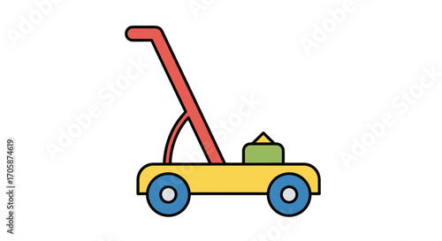 Colorful Cartoon Illustration of a Lawn Mower.