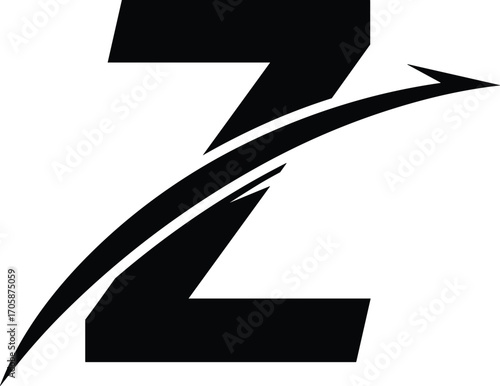 Letter Z logo with a swoosh and arrow