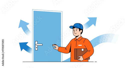 Courier Reaching Out at Customer's Doorstep to Complete a Delivery Process