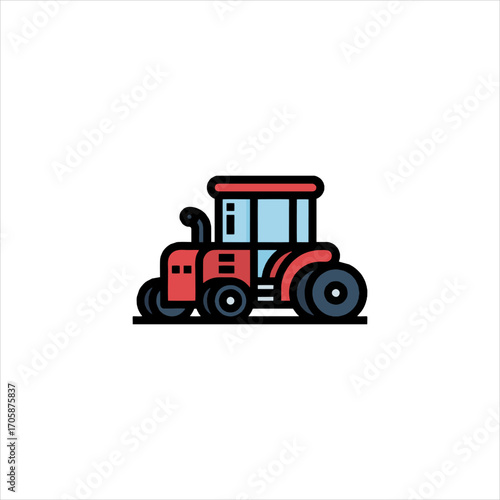 red tractor isolated on white