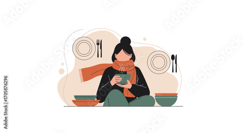 Cozy Scene Depicting Serene Warmth, Comfort, And Leisure During Dining Moments