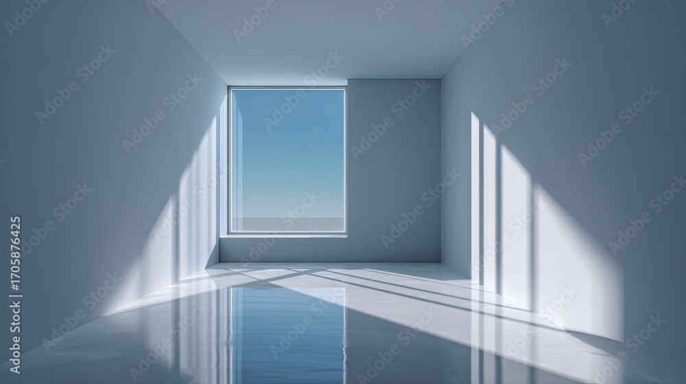 Obraz premium Minimalist Interior with Light coming through Large Window