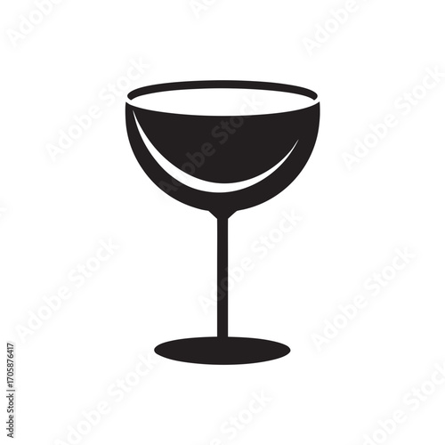 Simple silhouette of a wine glass on a black background
