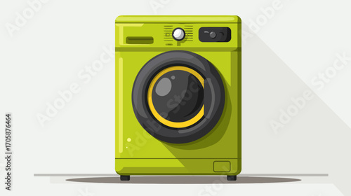 Modern Washing Machine Icon, Minimal Design, Graphic Art, Clean Environment, Flat View