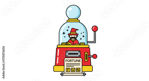Cartoon Fortune Teller Machine with Wizard.