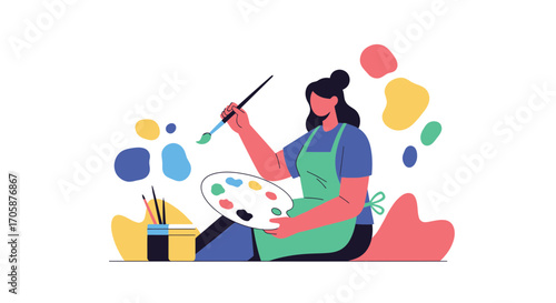 Creative Artist Painting Abstract Artwork Embracing Colors And Artistic Expression Perfectly