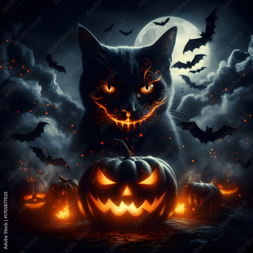 halloween background with pumpkin and bats halloween background with pumpkin and bats