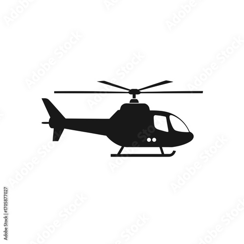 Simple silhouette of a helicopter in flight
