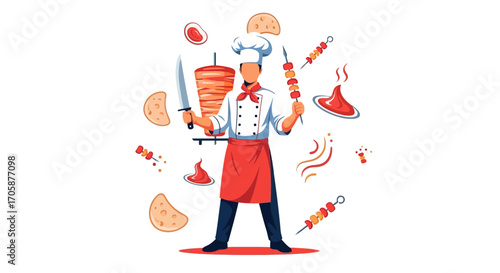 Creative Chef with Tasty Food Elements Preparing Delicious Dishes for Restaurant