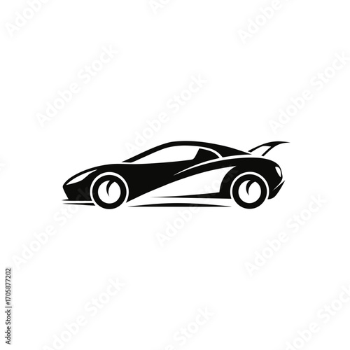 Sleek black silhouette of a modern sports car