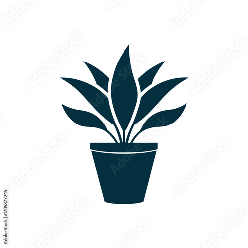 Simple silhouette of a potted plant