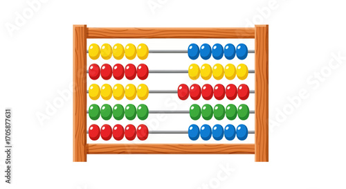 Colorful Wooden Abacus with Beads for Calculation and Educational Purposes.