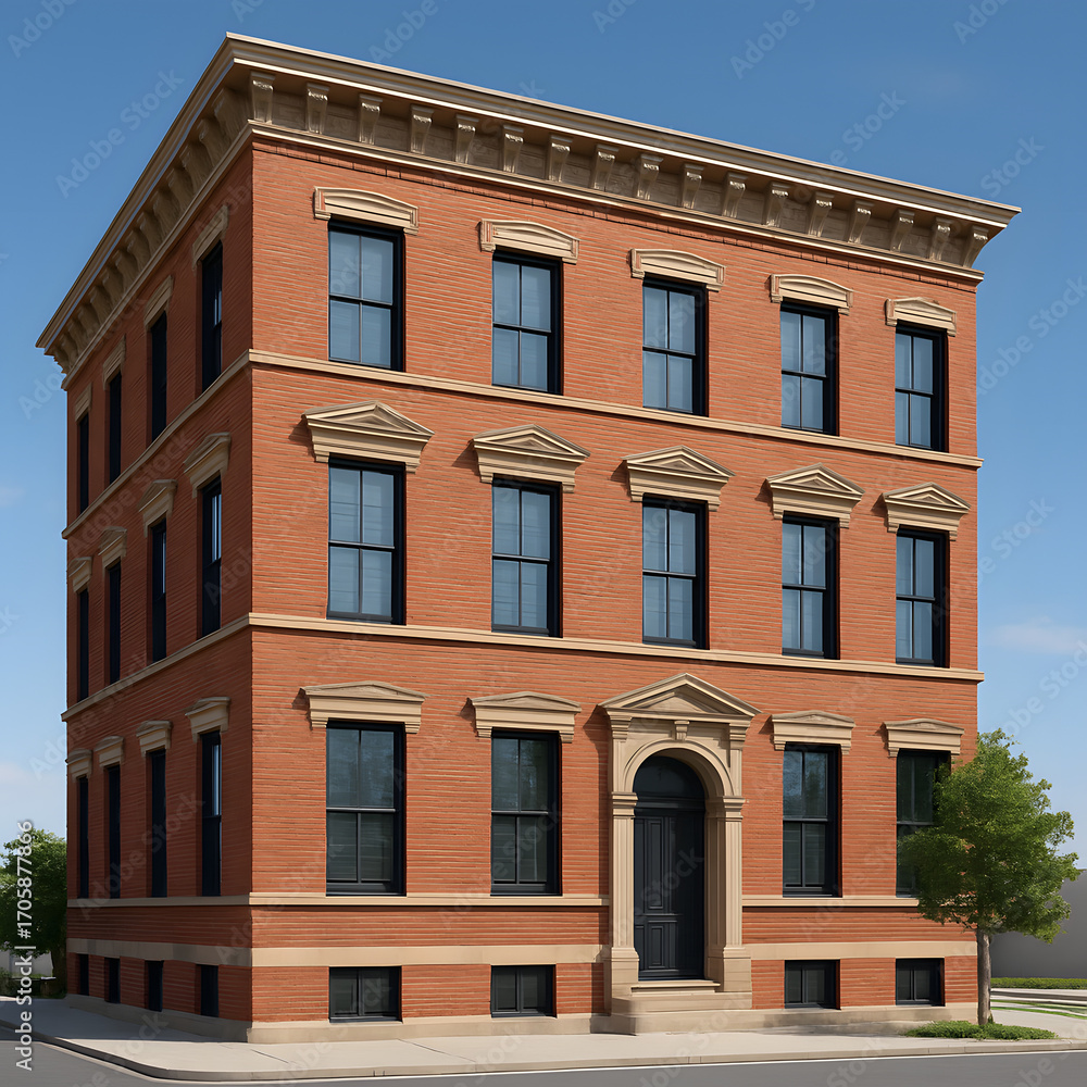 Fototapeta premium Red Brick Building Vector Illustration