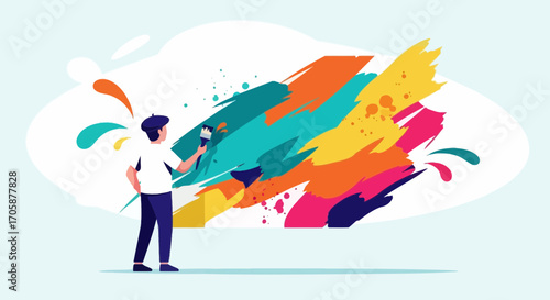 Creative Mind Painting Abstract Art Expressing Bright Ideas and Fresh Movements No Text