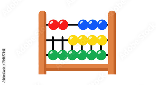 Colorful Abacus with Red Blue Yellow and Green Beads for Counting and Calculation.