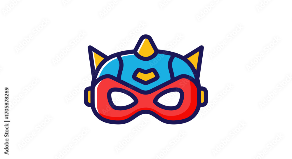 Obraz premium Cartoon Superhero Mask with Red and Blue Colors.