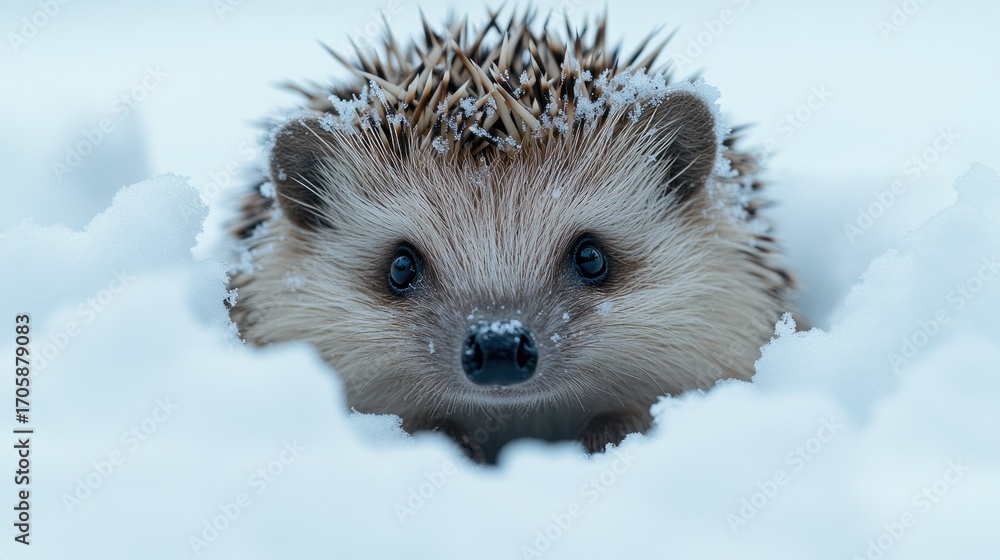 Obraz premium Hedgehog in snow