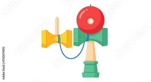 Colorful Traditional Japanese Kendama Skill Toy.
