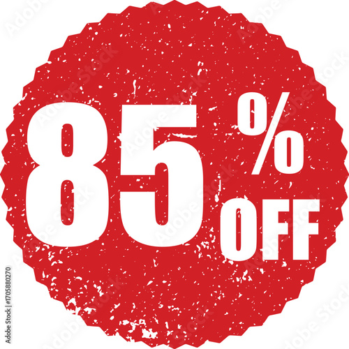85% Off Promotion Sale Stamp Vector Grunge Sticker for Marketing & Discounts, Svg, Png