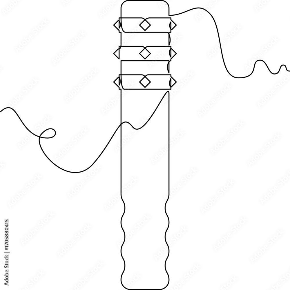 Obraz premium one line art Medieval Spike Club vector illustration. line art, one continuous line, simple, hand drawn and sketch style. for icons, symbols, signs or logos. PNG