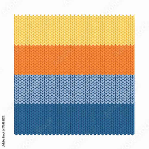Knitted Fabric Texture Yellow Orange And Blue Stripes