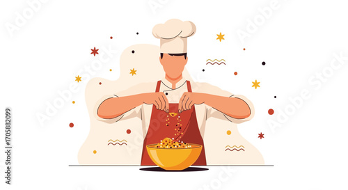 Culinary Artisan Crafting Delicious Cuisine, Professional Chef in Kitchen Preparing Dish