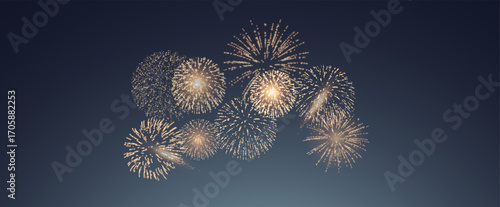 Vector realistic lights, flares. Magic fireworks in the night sky, Christmas background for holiday design, poster, postcard on a transparent background, png. Holiday lights.