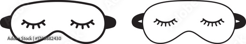Two sleep masks with closed eyes silhouette