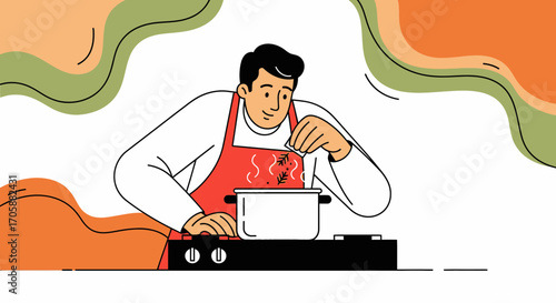 Culinary Creation: A Chef Adding Flavors to a Delicious Dish in the Kitchen