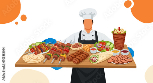 Culinary Professional Presenting a Diverse Collection of Delicious, Appetizing, And Savory Platters