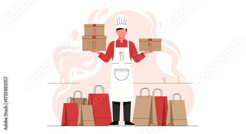 Culinary Professional Ready To Dispatch Cuisine Orders For Delivery, Service Focused