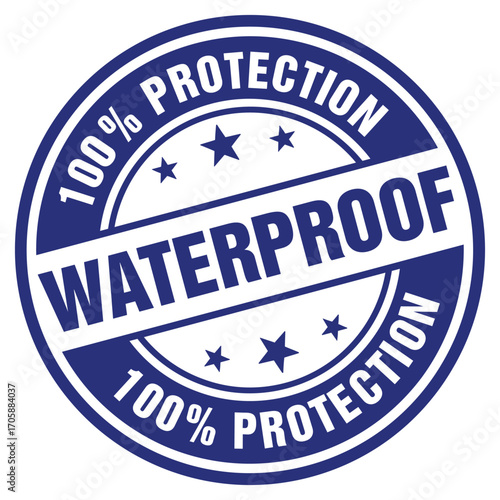 100% waterproof stamp or 100% waterproof rubber vector template.eps