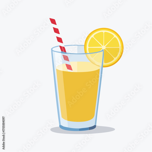 Pixel Art Glass Of Lemonade With Red And White Straw And Lemon Slice