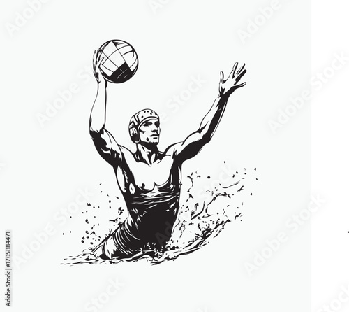 silhouette of a water polo athlete