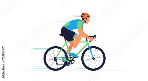 Cyclist Racing Bicycle Against White Background Showing Speed and Energy in The Competition