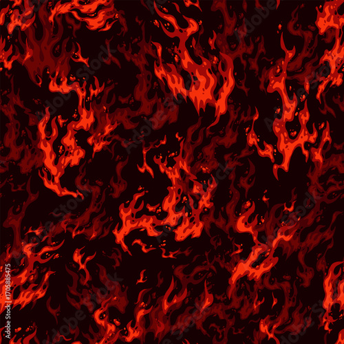 Vibrant red flames on a dark backdrop