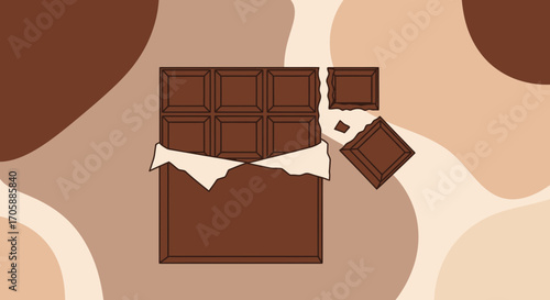 Delicious Chocolate Bar Illustration: A Sweet, Simple, And Appetizing Visual