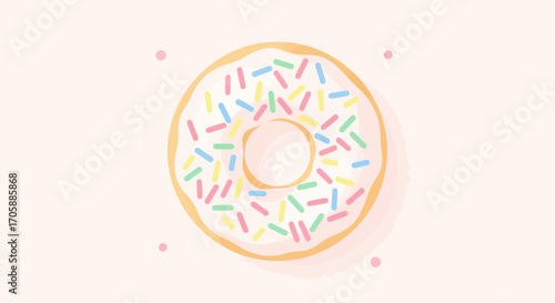 Delicious Donut Decorated With Colorful Sprinkles Against A Delicate Pink Backdrop
